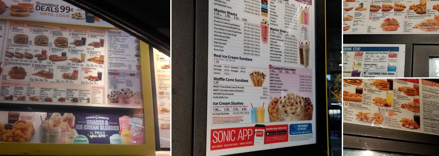Sonic Drive-In Menu