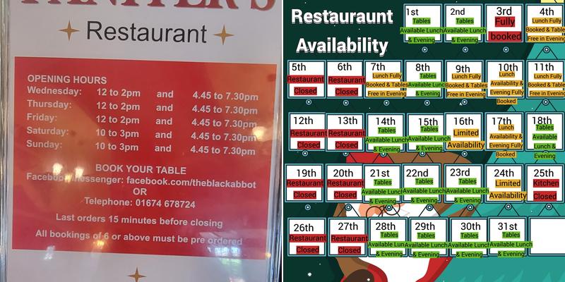 The Black Abbot Menu