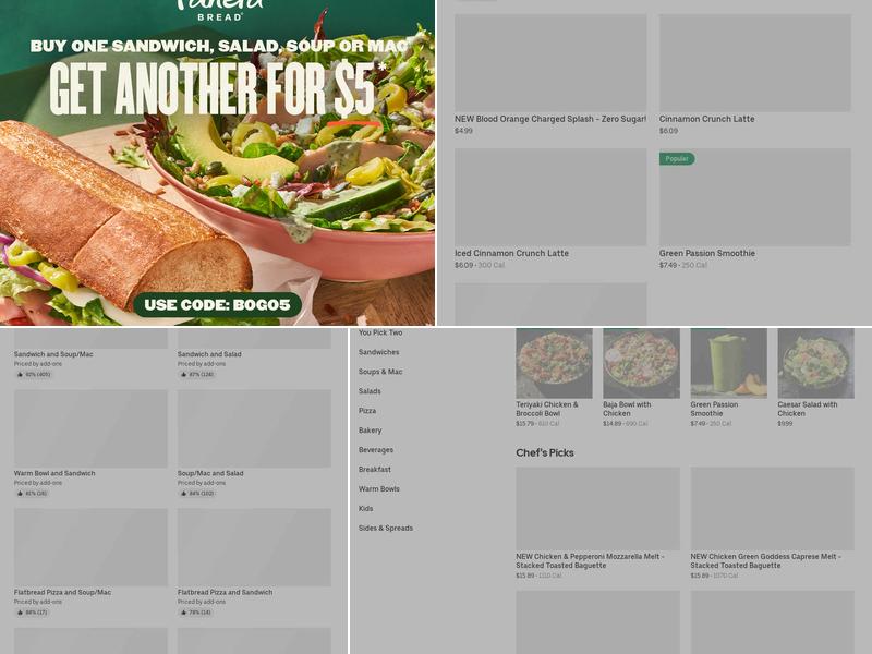 Panera Bread Menu