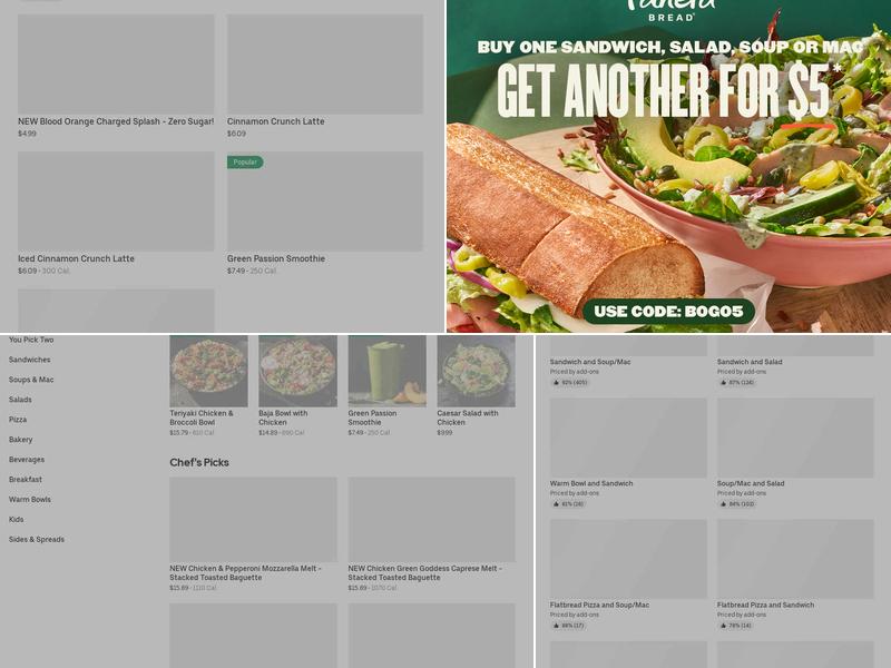 Panera Bread Menu