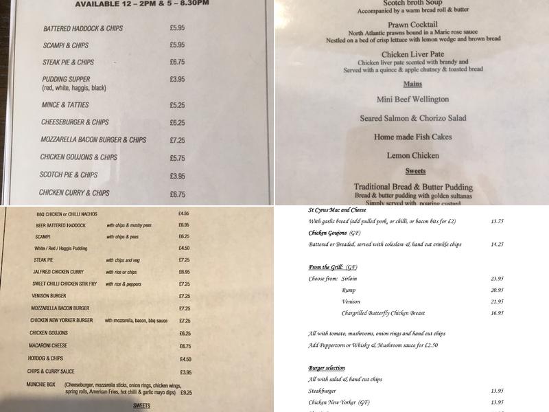 St Cyrus Village Inn Menu