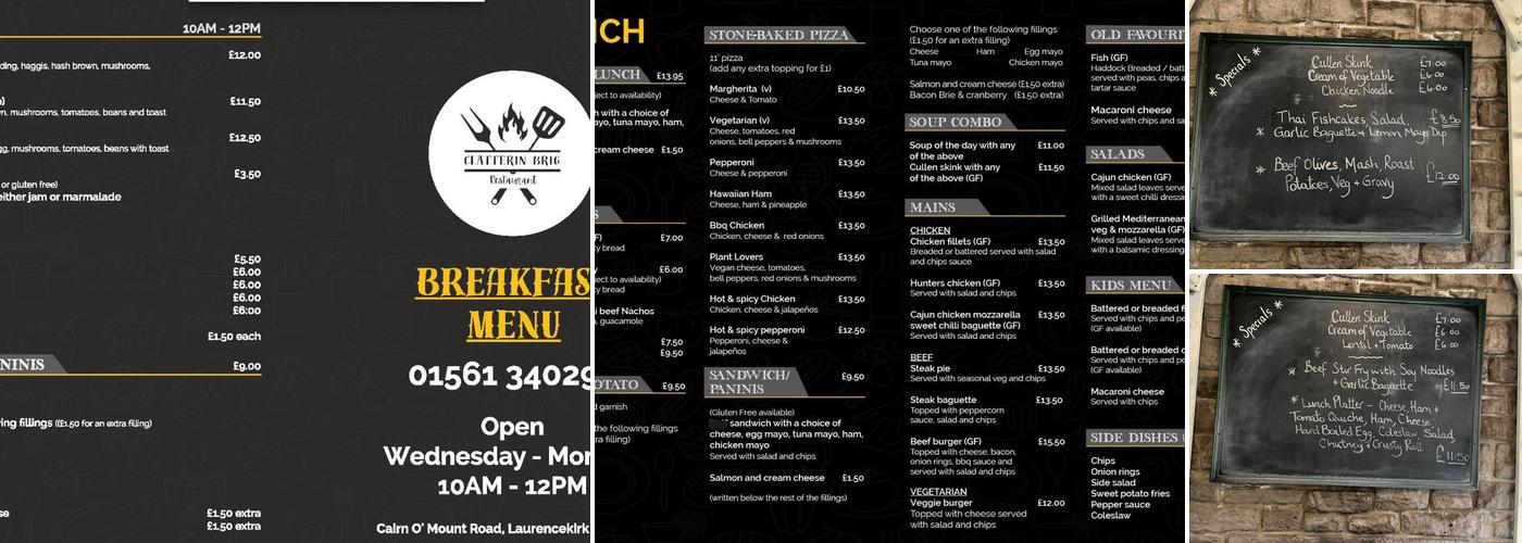 Clatterin Brig Restaurant Menu