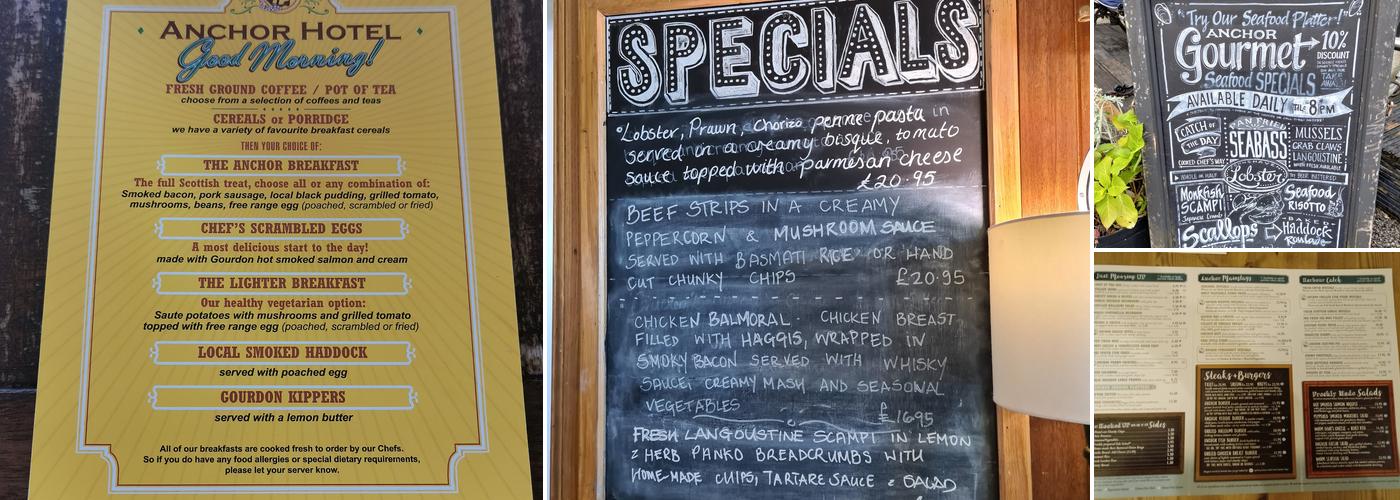 The Anchor Hotel Menu