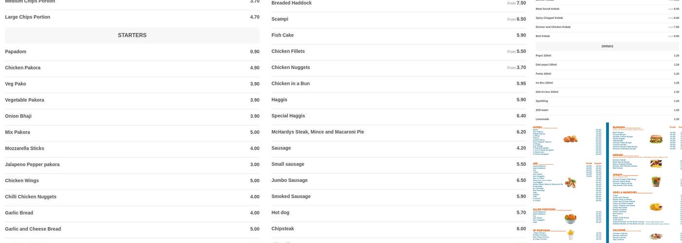 The Bervie Chipper Menu