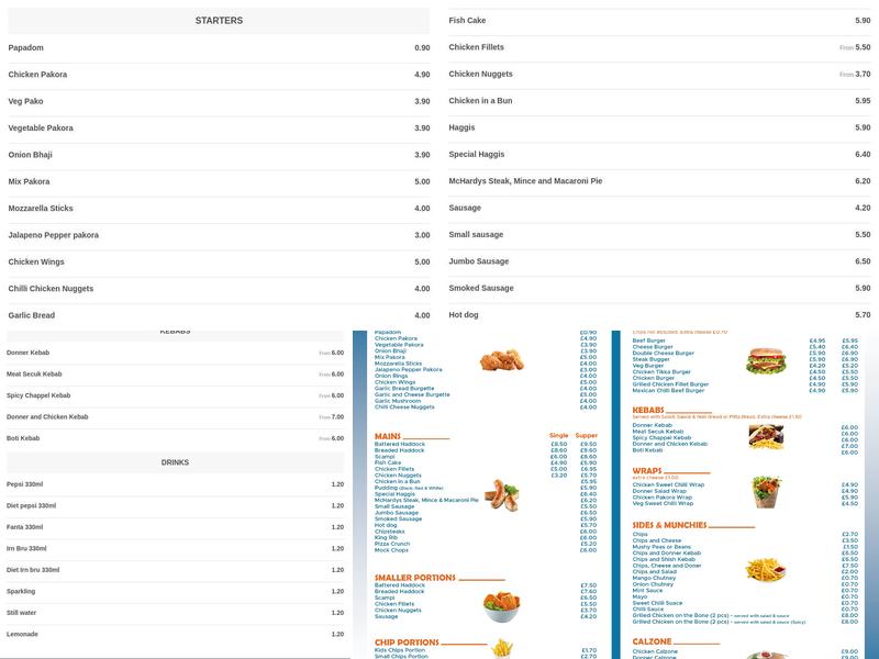 The Bervie Chipper Menu