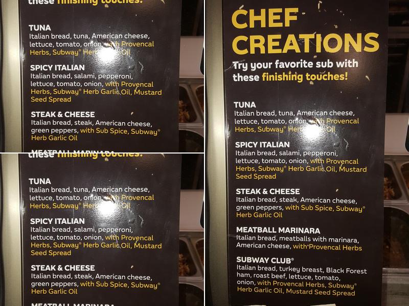 Subway Menu