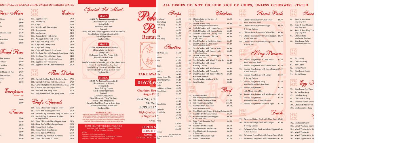 Peking Palace Menu