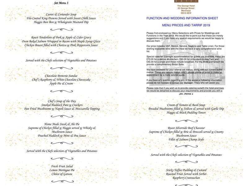The George Hotel Menu