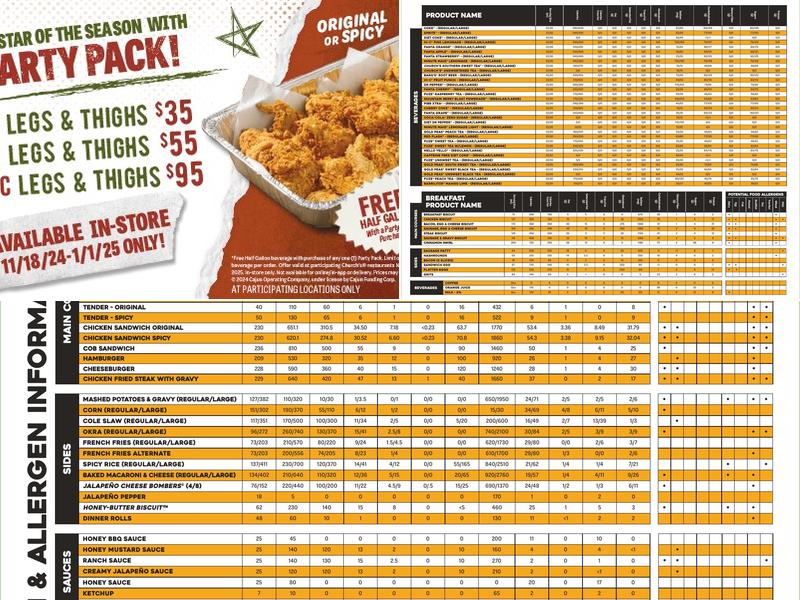 Church's Texas Chicken Menu