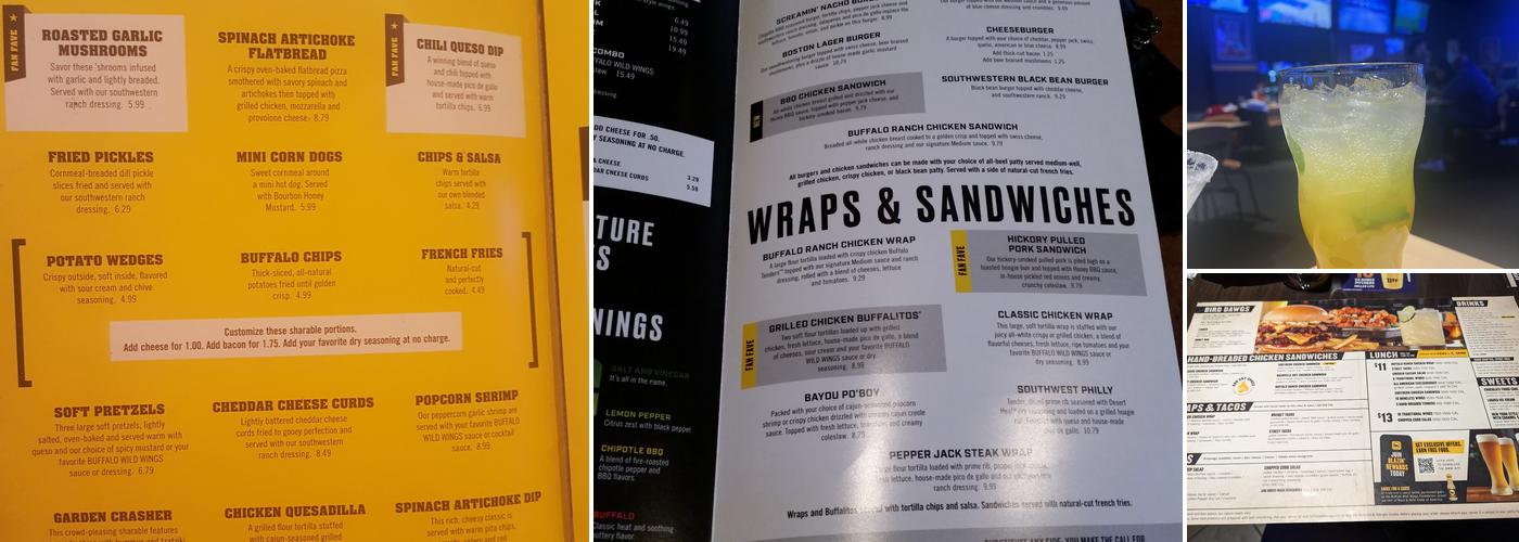 Buffalo Wild Wings Menu