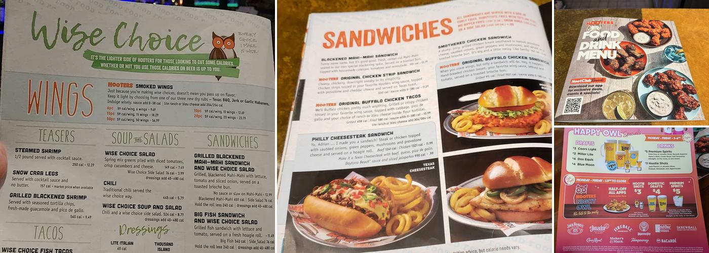 Hooters Menu