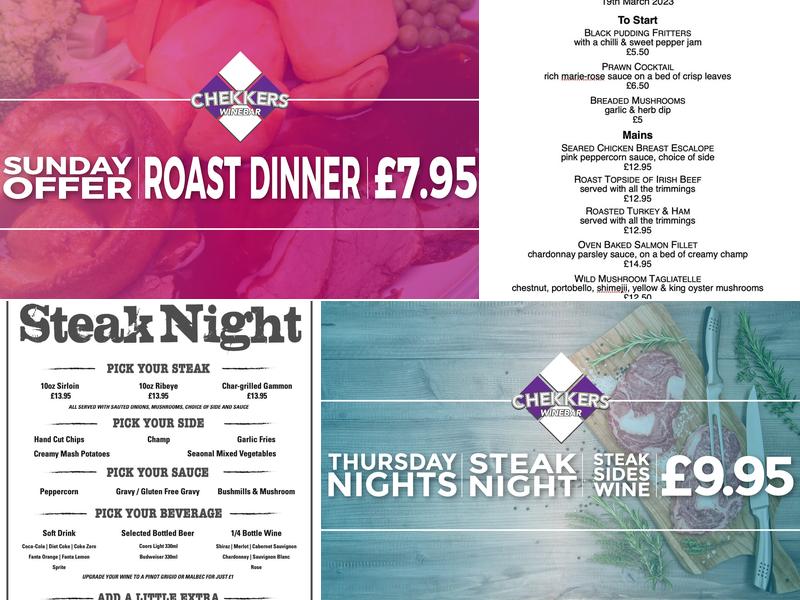 Chekkers Winebar Menu