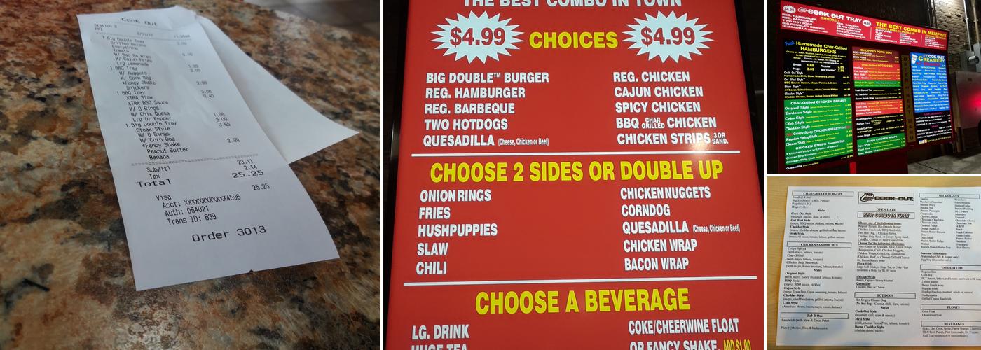 Cook Out Menu