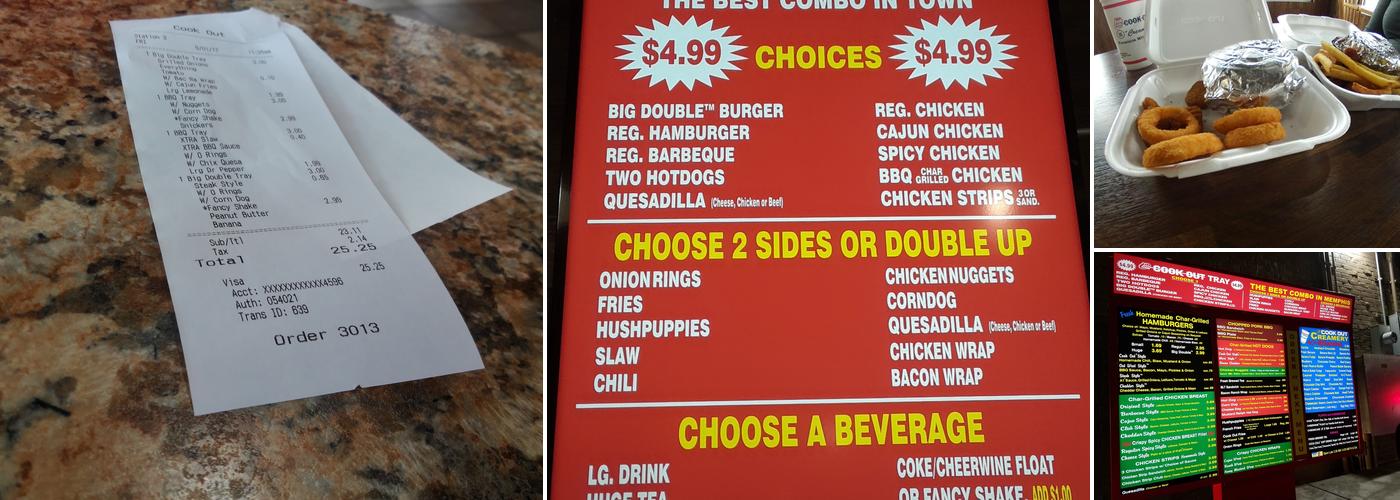 Cook Out Menu