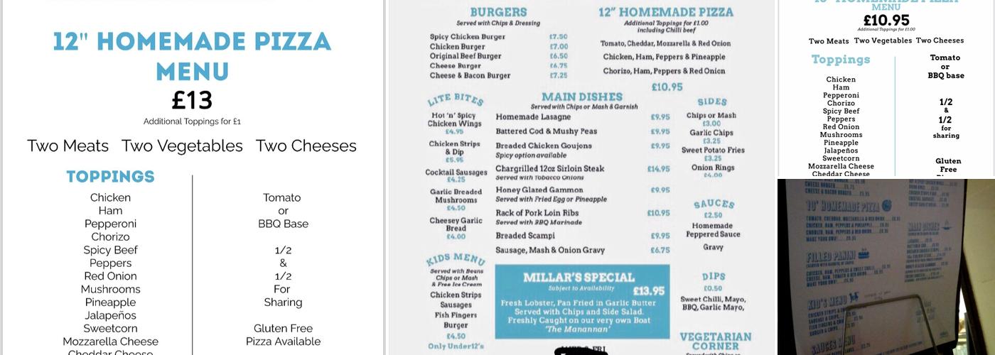 Millars Bar Ballycarry Menu