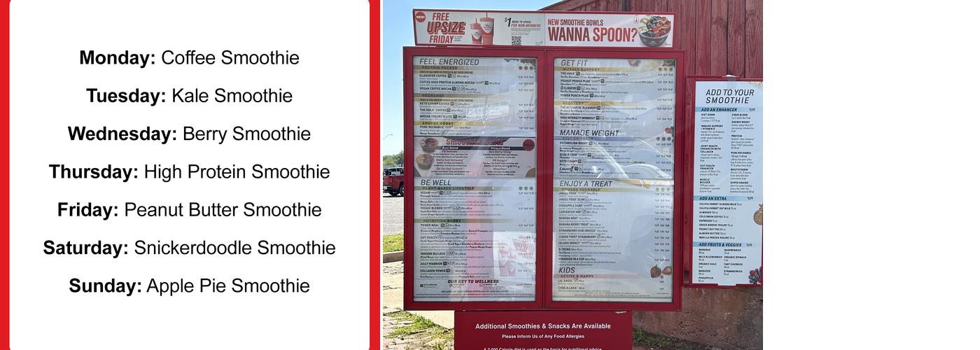 Smoothie King Menu