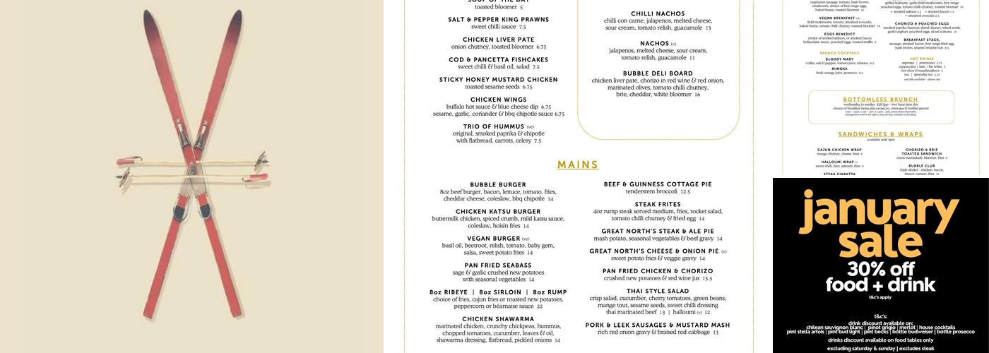 The Bubble Room Menu