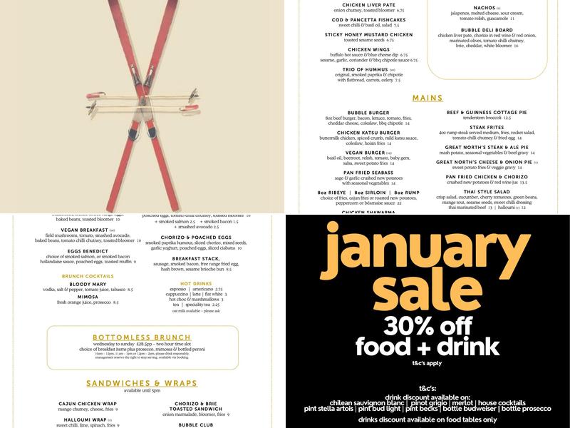 The Bubble Room Menu