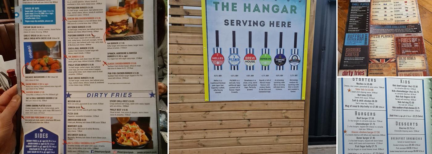Airport Pub, Manchester Airport Menu