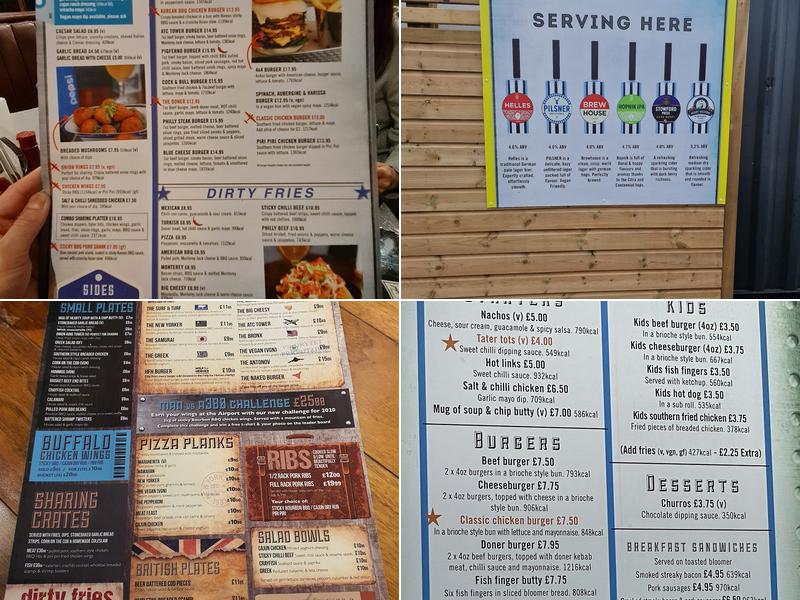 Airport Pub, Manchester Airport Menu