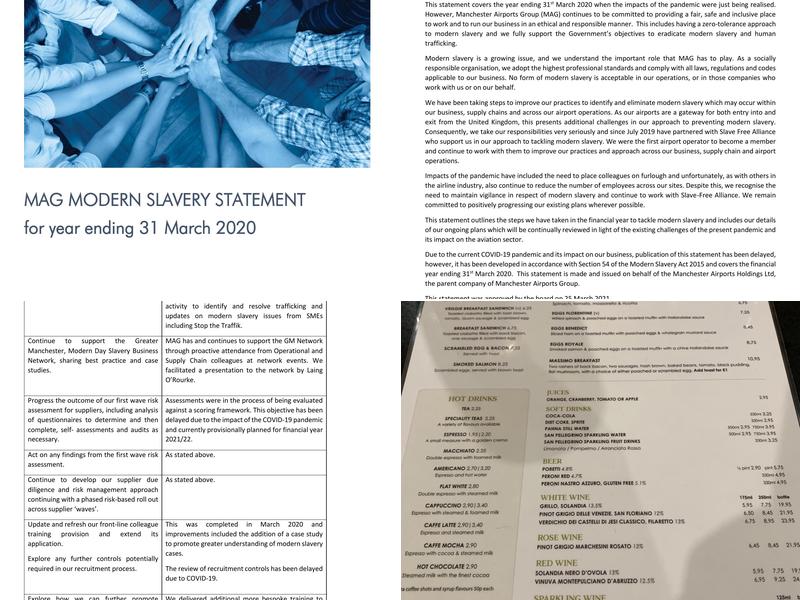 Trattoria Milano Menu