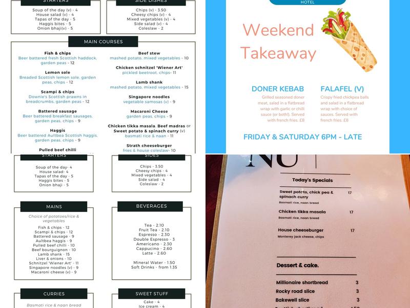 The Strathcarron Hotel Menu