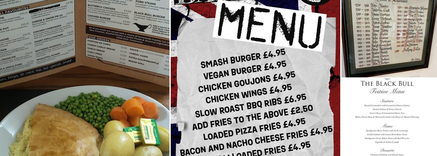 Black Bull Hotel Menu