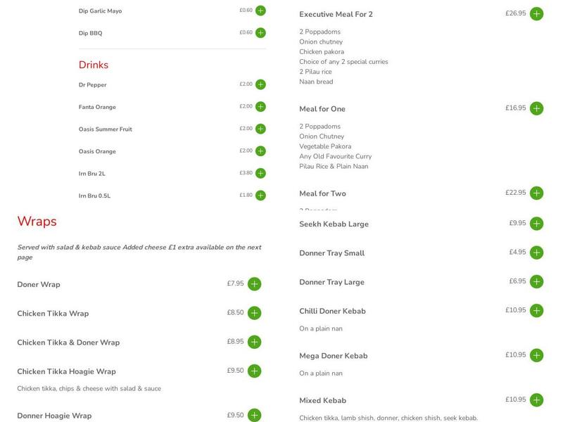 Curriemuir Cuisine Menu