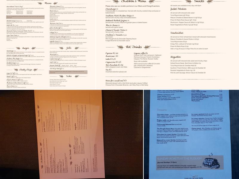 Plough Inn Menu