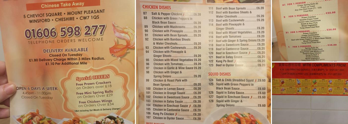 Lucky house Chinese takeaway Menu