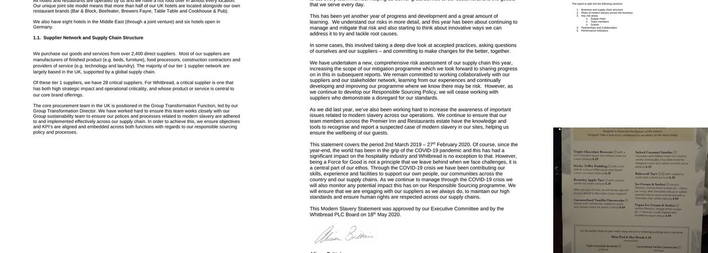 Premier Inn Northwich (Sandiway) hotel Menu