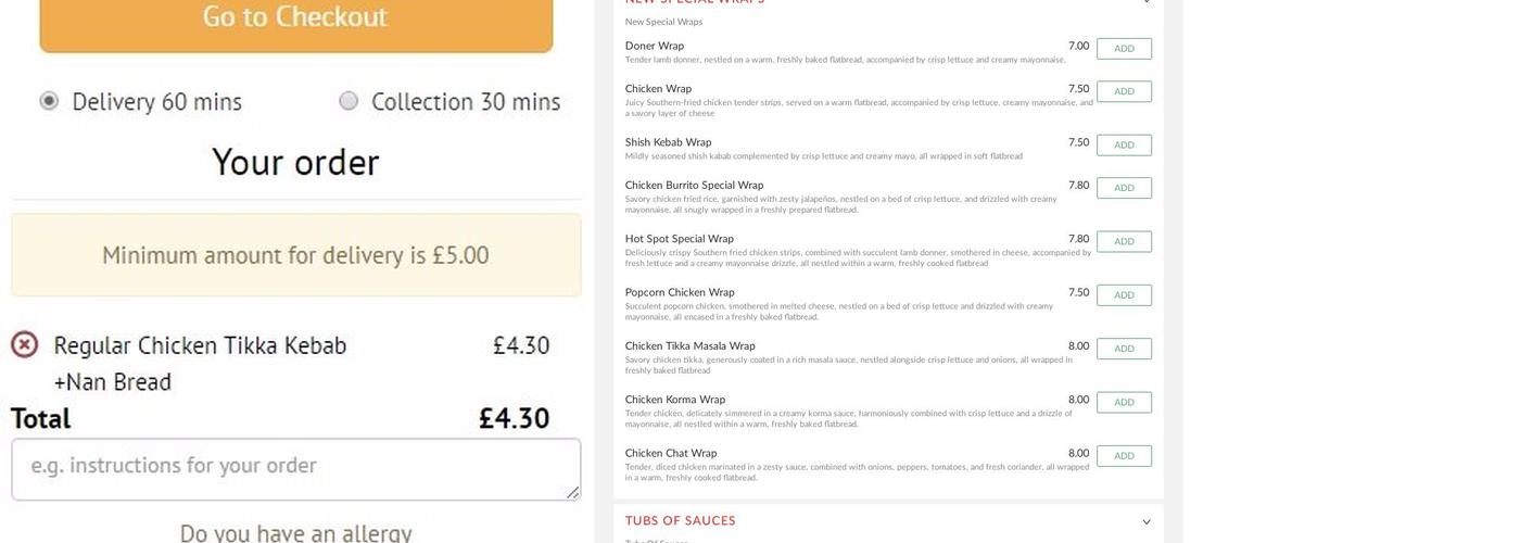 Hot Spot Congleton Menu