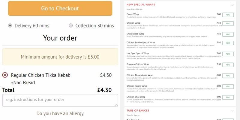 Hot Spot Congleton Menu