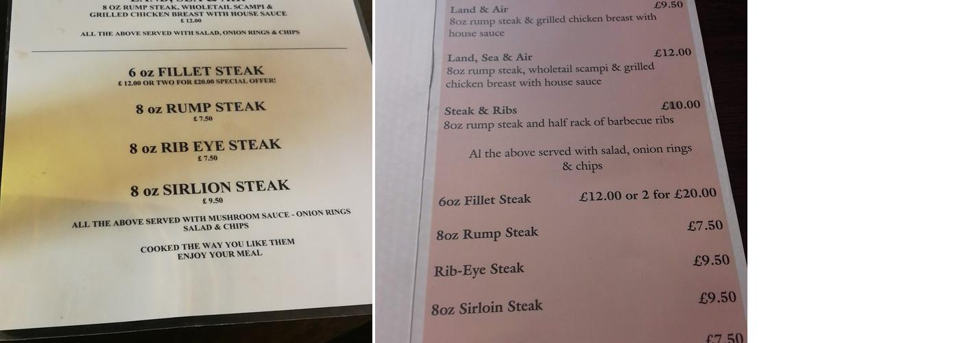 The Olde Kings Arms Menu