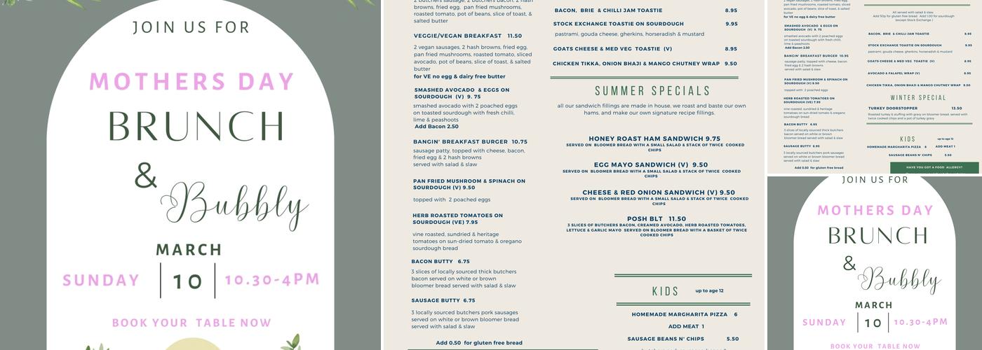 Stock at the Pavilion Menu