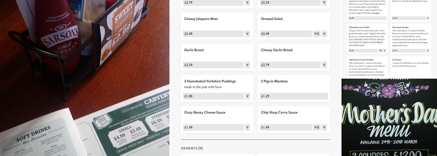 Heath Farm - Pub & Carvery Menu