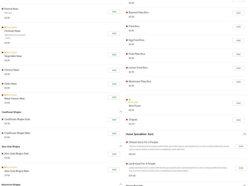 Shukurs Brasserie Menu