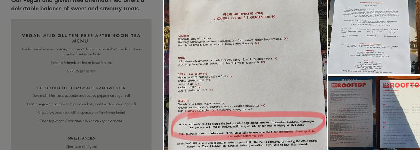 The Rooftop Restaurant at the Royal Shakespeare Theatre Menu