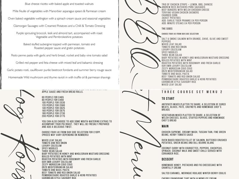 Qube Outside Catering Menu