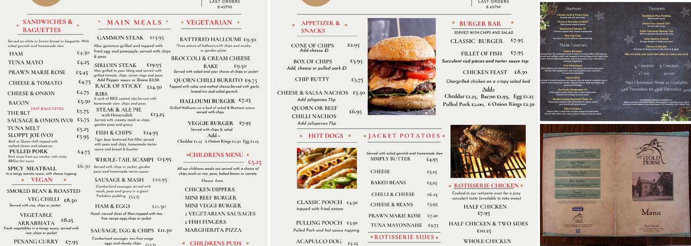 The Old Horse Menu