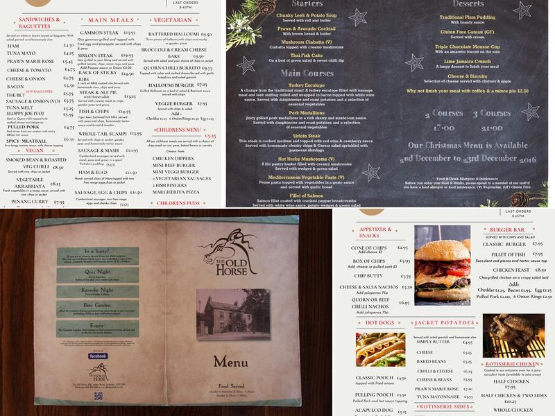 The Old Horse Menu