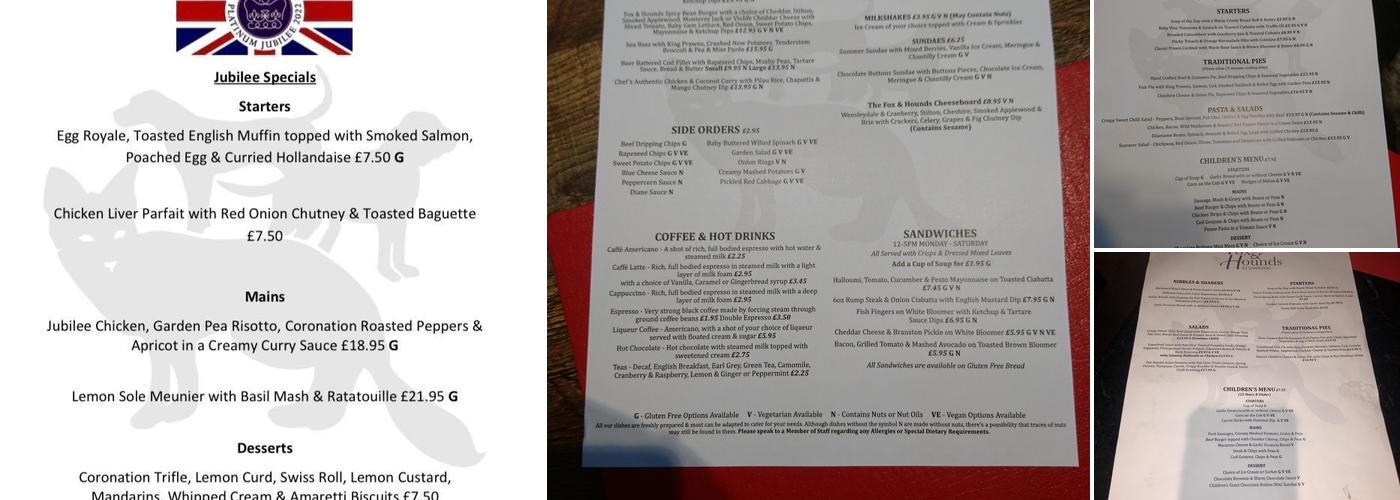 The Fox and Hounds Menu