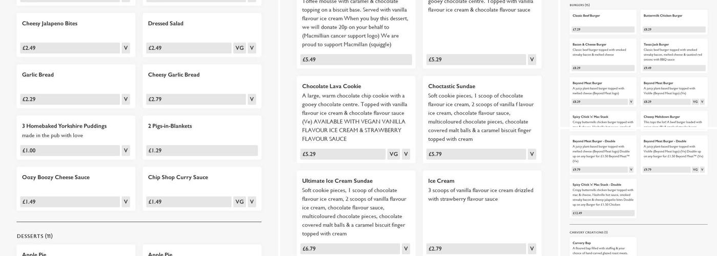 Plough Inn - Pub & Carvery Menu