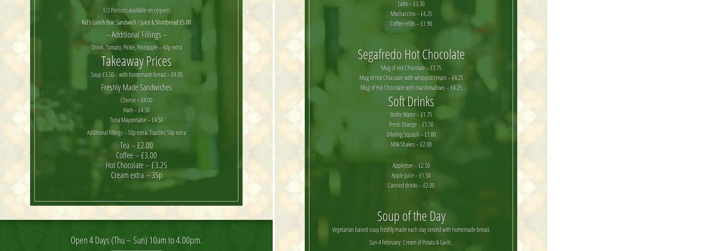 The Robin's Nest Menu