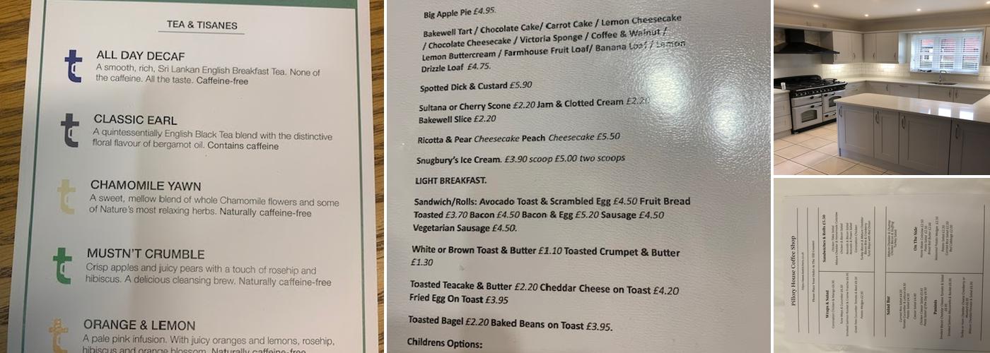 Pillory House Coffee Shop Menu