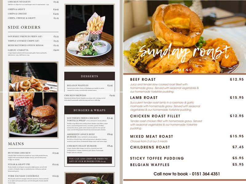 The Black Horse Menu