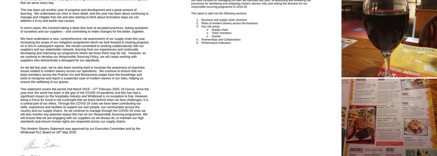 Premier Inn Wirral (Childer Thornton) hotel Menu