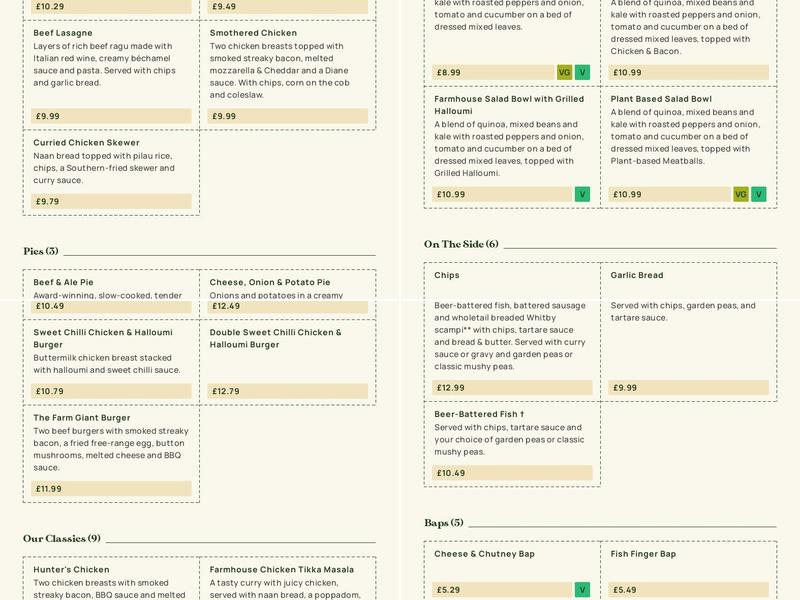 Oak Tree Farm - Dining & Carvery Menu