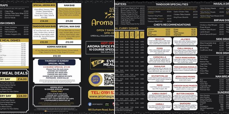 Aroma Spice Menu