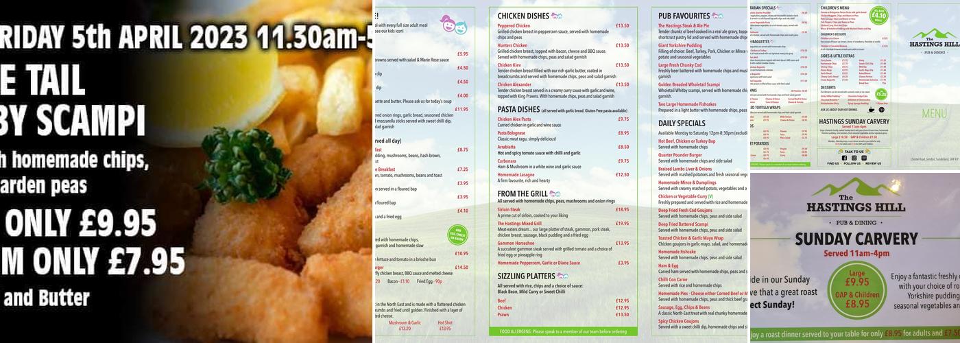 The Hastings Hill Menu